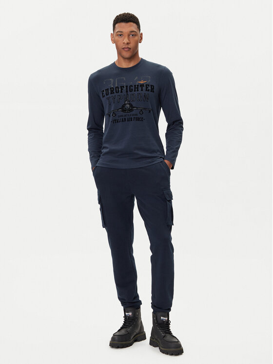 Aeronautica Militare Aeronautica Militare Majica z dolgimi rokavi 252TS2477UJ00641 Mornarsko modra Regular Fit