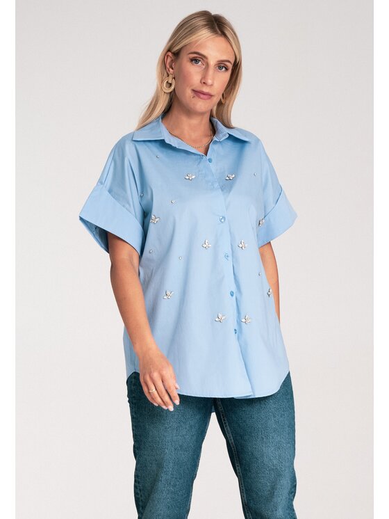 FIGL FIGL Košeľa M1226 Modrá Loose Fit