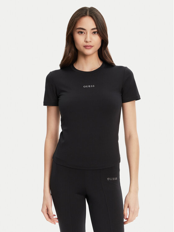 Guess Guess T-Shirt V5RI10 KCD02 Czarny Regular Fit