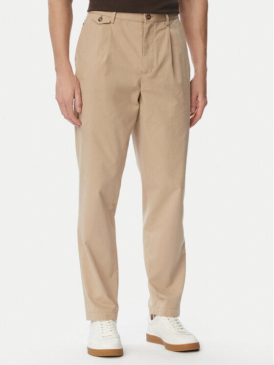 Tommy Hilfiger Pantaloni din material Harlem MW0MW43158 Bej Straight Fit