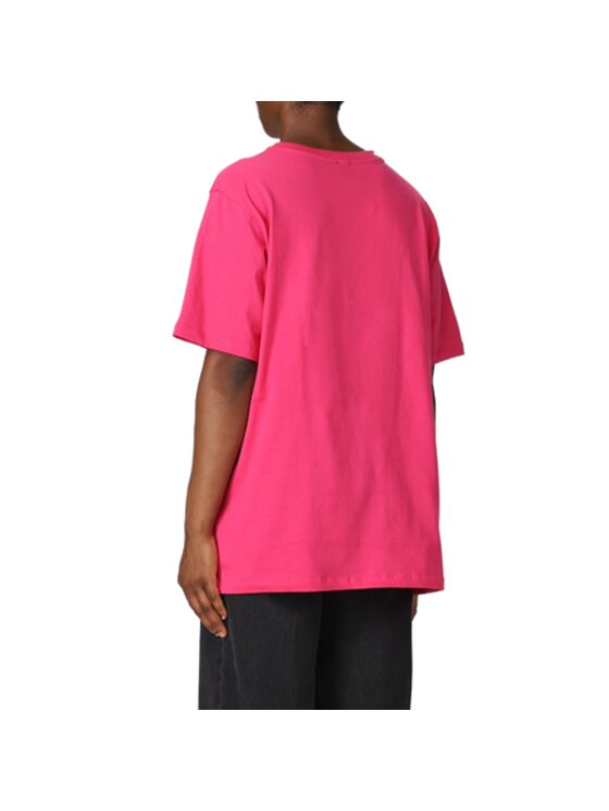 Pinko Pinko T-Shirt T-SHIRT DAMSKI Z DUŻYM LOGO SCANNER Różowy Relaxed Fit