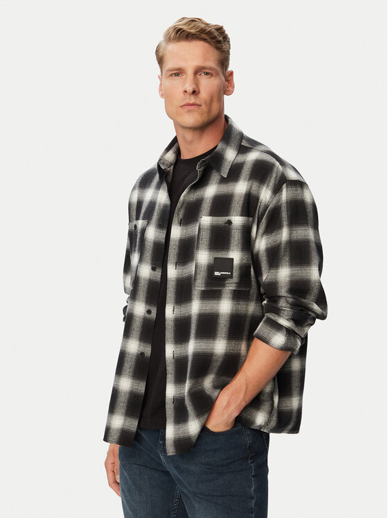 Karl Lagerfeld Jeans Cămașă B3M16025 Negru Relaxed Fit