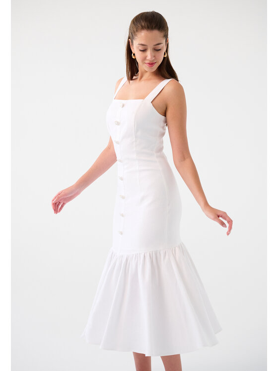 Leimann Leimann Sukienka letnia Lea Biały Feminine Fit