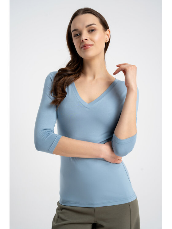 CLICK CLICK Blúzka 10-6829 Modrá Slim Fit
