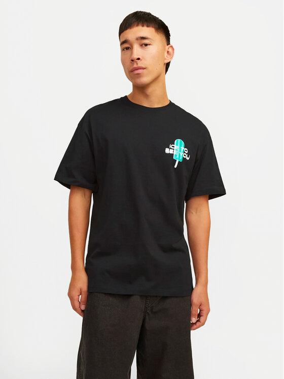 Jack&Jones Jack&Jones T-shirt Jorfrutti 12256926 Crna Wide Fit