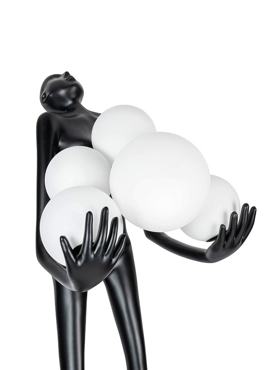 MIAhome MIAhome Lampa podłogowa HUMAN - włókno szklane, szkło Czarny