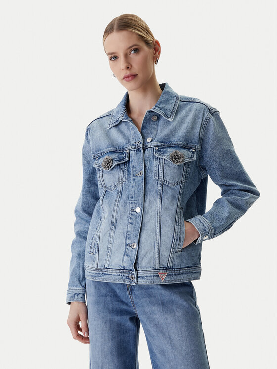 Guess Guess Džínsová bunda W6RN73 D6833 Modrá Regular Fit