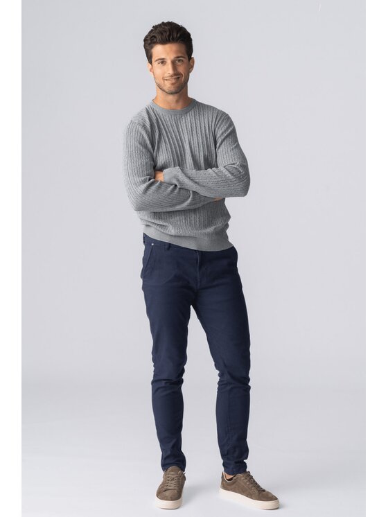 TeeShoppen TeeShoppen Sweter 'Basic Collection' Szary Regular Fit