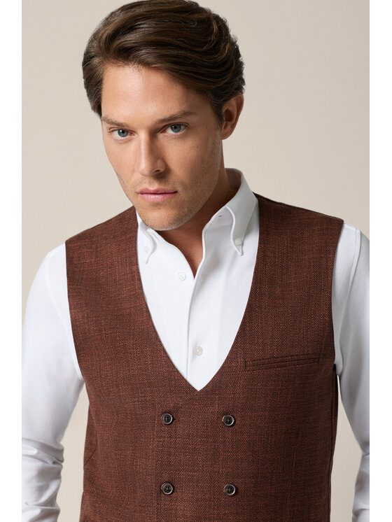 Lancerto Lancerto Kamizelka garniturowa Gradara KA131126000003 Brązowy Slim Fit