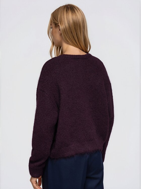 Ombre Ombre Svetr OW-SW-E0044 Bordó Relaxed Fit