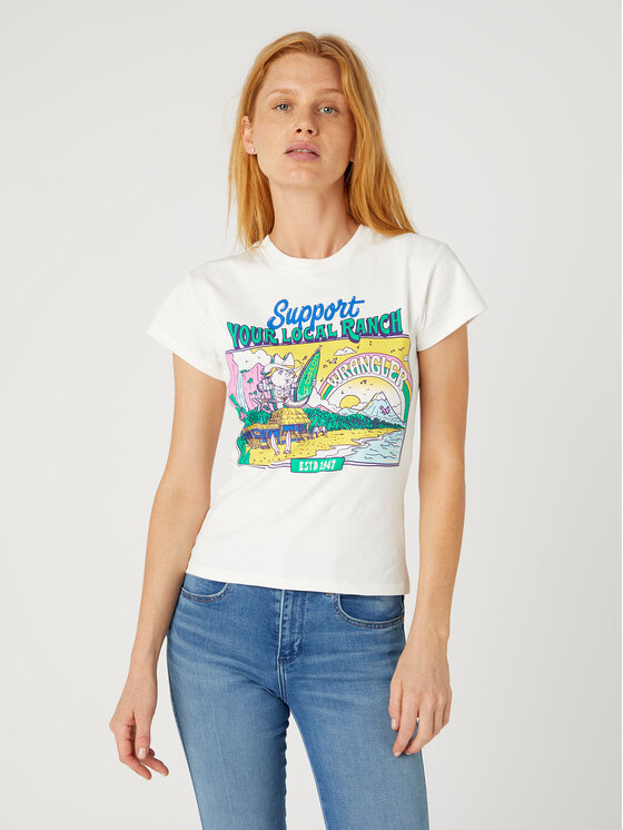 Wrangler Wrangler Футболка Shrunken Band W7FDEEW02 112332013 Білий Slim Fit