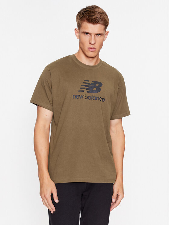 New Balance Majica Essentials Stacked Logo Cotton Jersey Short Sleeve T-shirt MT31541 Rjava Regular Fit