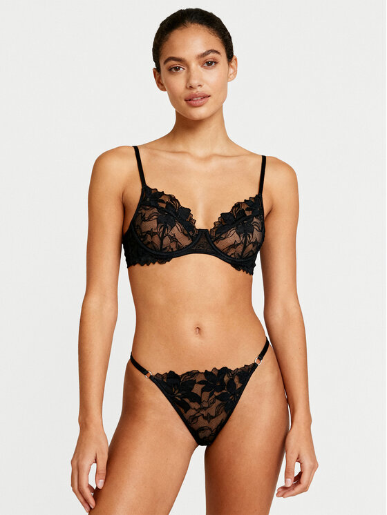 Hunkemöller Hunkemöller Nedrček s kostjo Ingrid 300469 Črna