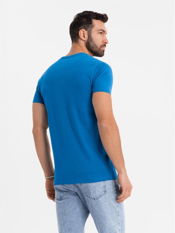 Ombre Ombre T-Shirt OM-TSBS-0236 Niebieski Regular Fit