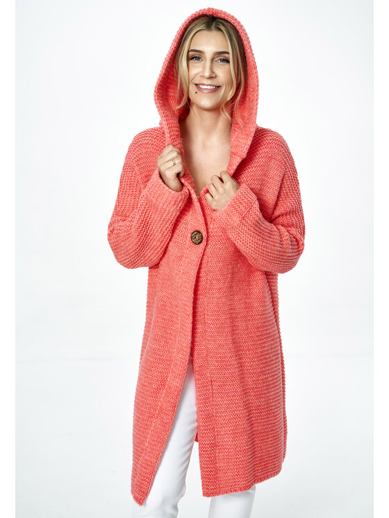 FIGL FIGL Sweter M884 Koralowy Oversize