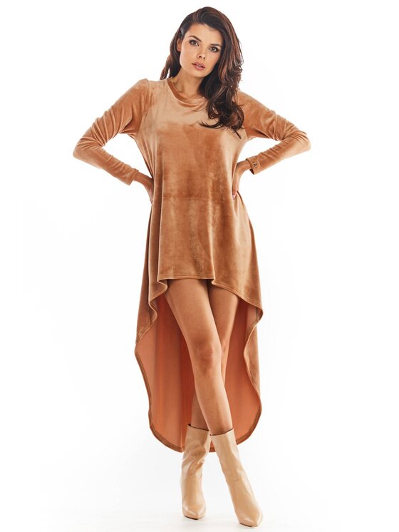 Awama Awama Vestito di maglia A379 Beige Basic Fit