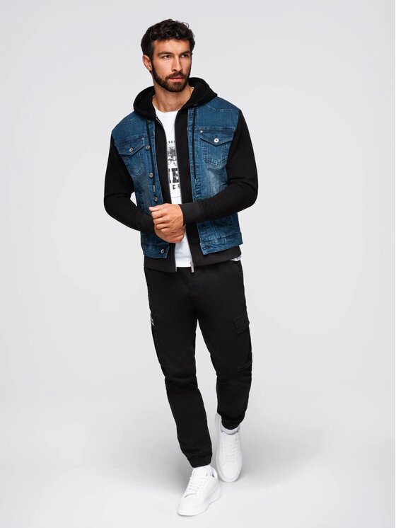 Ombre Ombre Kurtka jeansowa OM-JADJ-0220 Niebieski Regular Fit