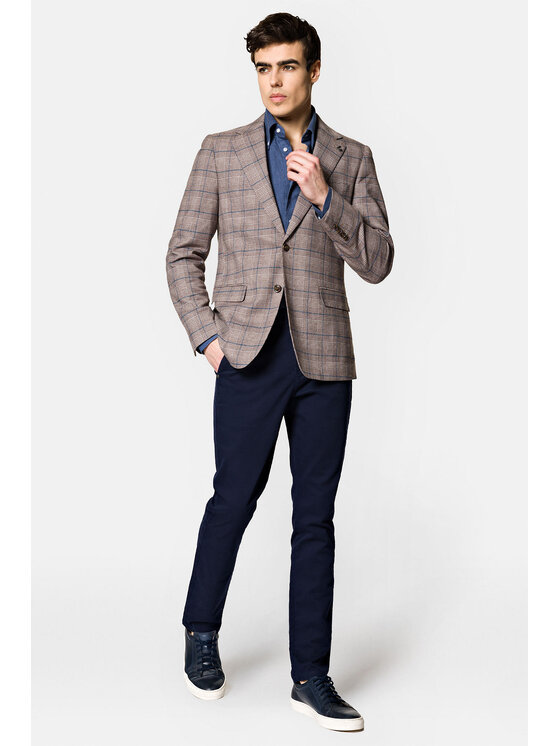 Lancerto Lancerto Marynarka Pafos MA131123000011 Brązowy Slim Fit