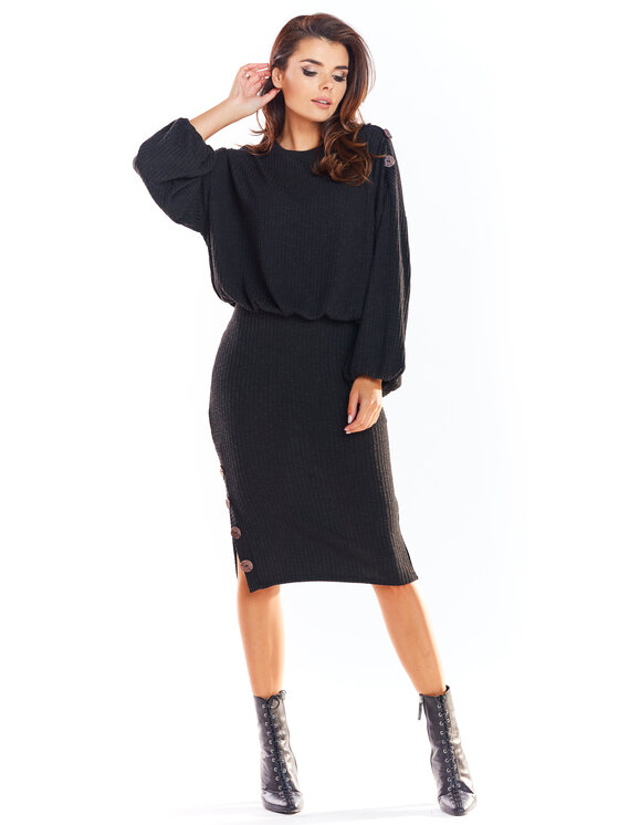 Awama Awama Spódnica A317 Czarny Basic Fit