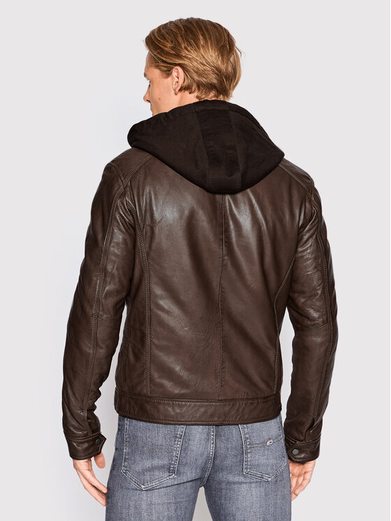 Serge Pariente Serge Pariente Geacă de piele Erico Hood Maro Regular Fit