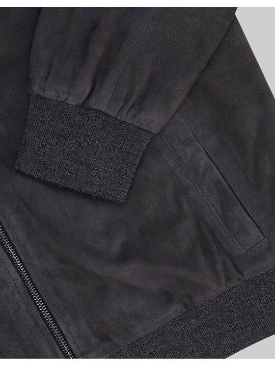 Borgio Borgio Kurtka skórzana incudine Szary Slim Fit