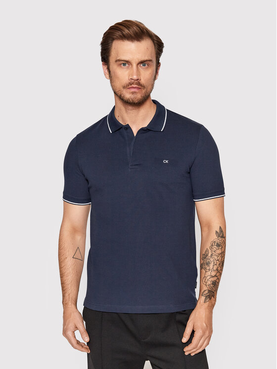 Polo Pique Tipping K10K108728 Blu scuro Slim Fit