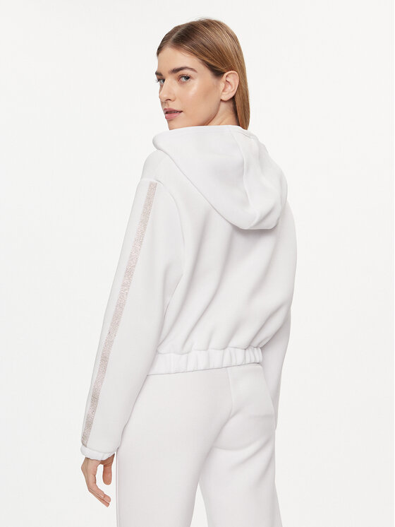 Guess Guess Džemperis ar kapuci Kiara V4GQ15 FL04P Balts Regular Fit