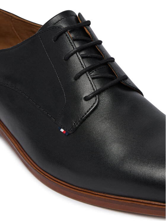 Tommy Hilfiger Tommy Hilfiger Pusbačiai Hilfiger Leather Dress Shoe FM0FM05777 Juoda