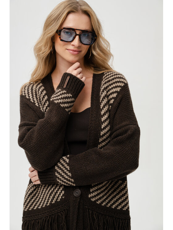 blue shadow blue shadow Kardigan Belo Brązowy Regular Fit
