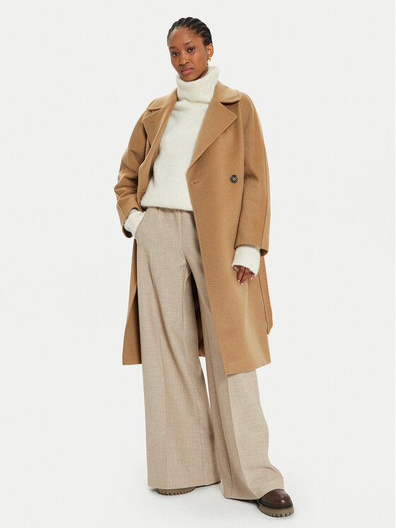 Weekend Max Mara Weekend Max Mara Płaszcz wełniany Cascia 2425016082 Beżowy Regular Fit