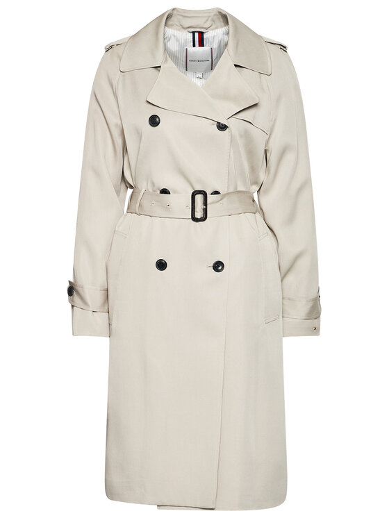 Tommy Hilfiger Tommy Hilfiger Trench Db Lyocell Fluid WW0WW30169 Gri Regular Fit