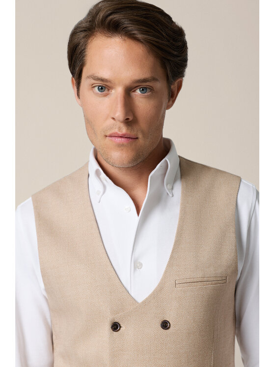 Lancerto Lancerto Kamizelka garniturowa Mezzano KA131126000001 Beżowy Slim Fit