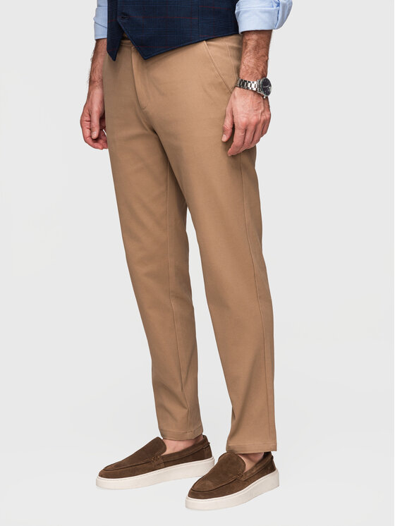 Ombre Ombre Chinosy P1524 Brązowy jasny Chino Fit