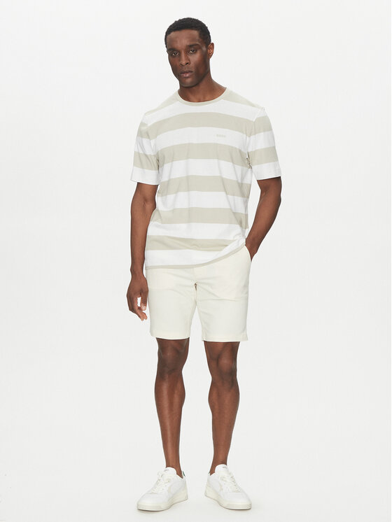 BOSS BOSS Bavlnené šortky 50536874 Écru Slim Fit