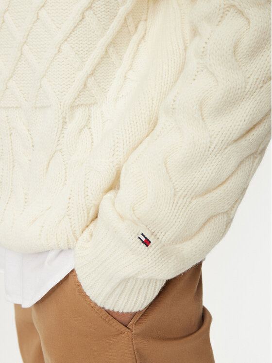 Tommy Hilfiger Tommy Hilfiger Pulover MW0MW36546 Alb Regular Fit