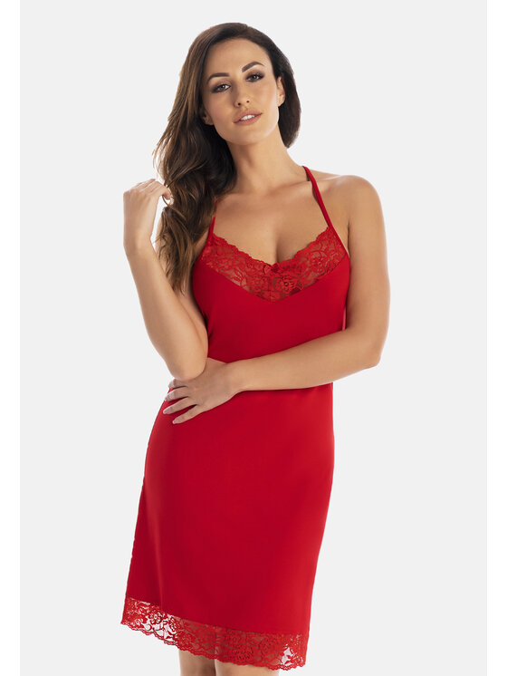 Teyli Teyli Koszula nocna 214 Czerwony Regular Fit