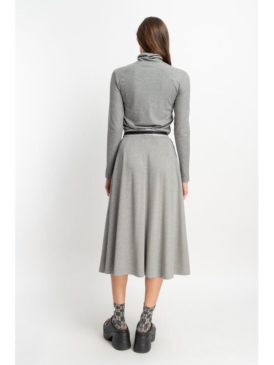CLICK CLICK Midi sukňa 50-712 Sivá Comfort Fit
