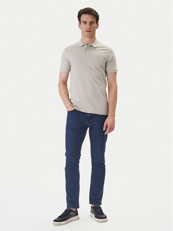 BOSS BOSS Тениска с яка и копчета Passenger 50507803 Бежов Slim Fit