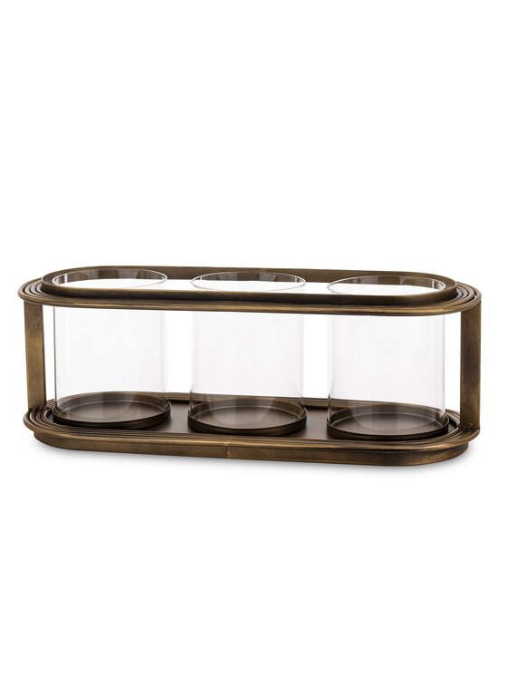 MIAhome MIAhome Świecznik z 3 lampkami SIBONA 17X49X19 cm Złoty