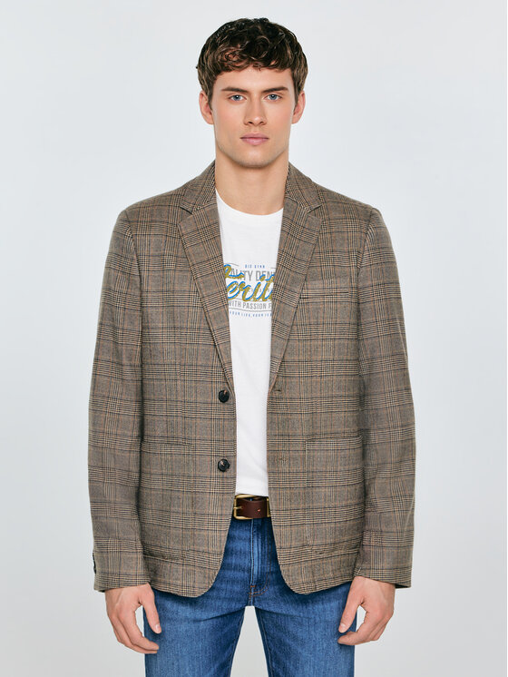 BIG STAR BIG STAR Marynarka BRANSON Brązowy Basic Fit