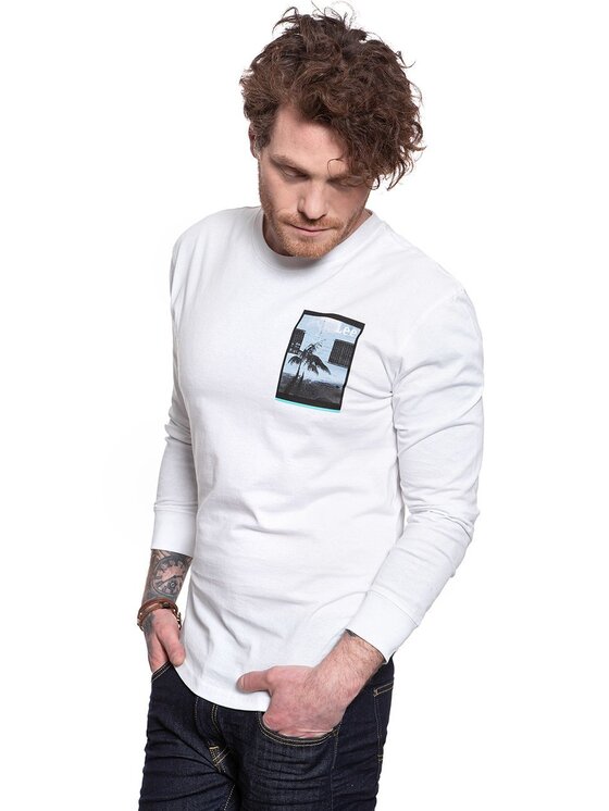 Lee Lee T-shirt LS GRAPHIC CREW Bianco Regular Fit