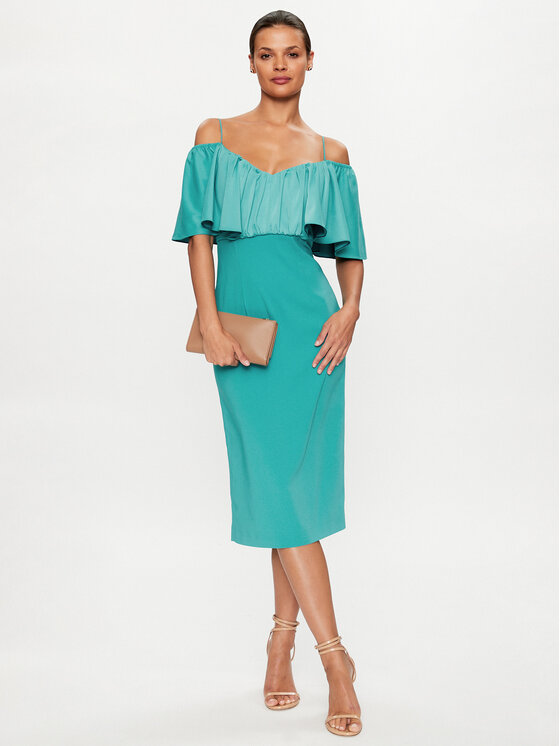 PINKO PINKO Sukienka koktajlowa La Carlota 100034 A0GI Turkusowy Regular Fit