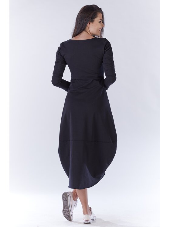 Awama Awama Úpletové šaty A191 Čierna Basic Fit