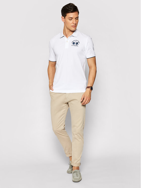 La Martina La Martina Polo majica CCMP01 PK001 Bela Regular Fit