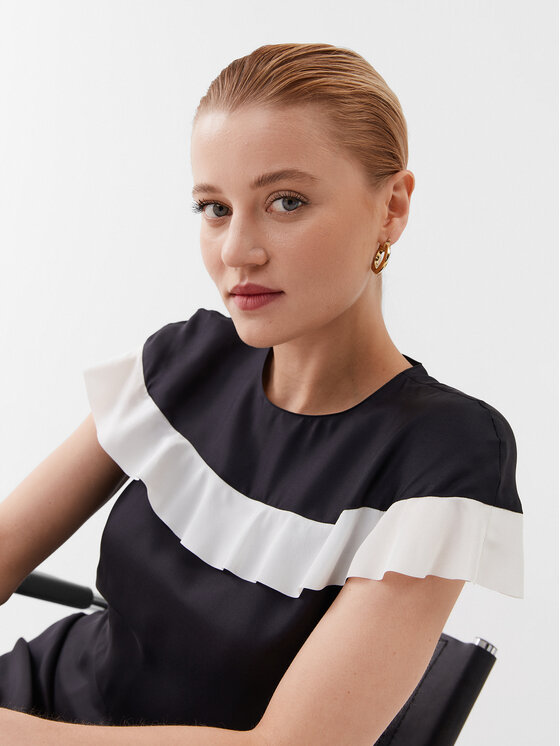 Red Valentino Red Valentino Každodenní šaty 2R3VAGS0 Černá Regular Fit