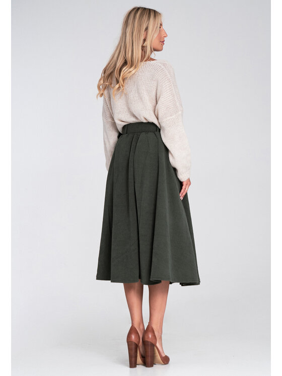 FIGL FIGL Trapézová sukňa M1234 Zelená A-Line Fit