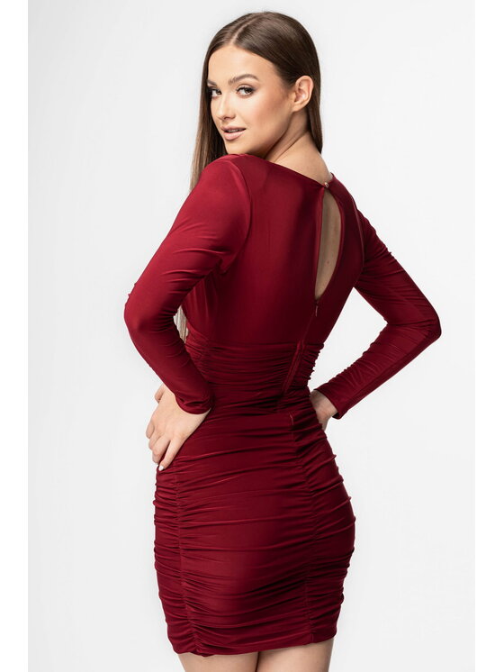 Aurora Aurora Sukienka Adria Bordowy Slim Fit