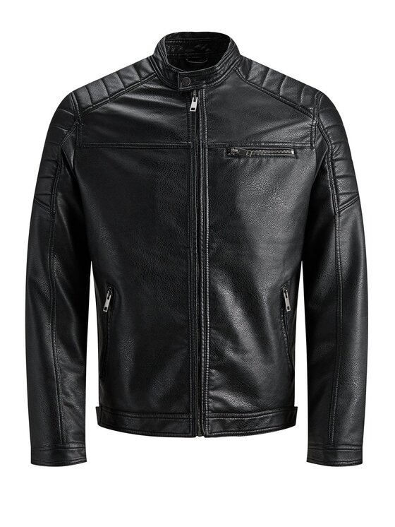 Jack & Jones Jack & Jones Bunda z imitácie kože Rocky 12147218 Čierna Regular Fit