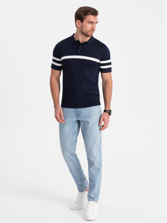 Ombre Ombre Polokošile OM-POSS-0118 Tmavomodrá Regular Fit