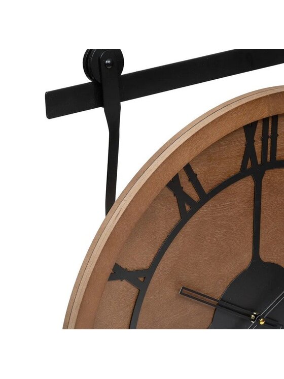 MIAhome MIAhome Zegar wiszący loftowy Lloris 70 cm Brązowy
